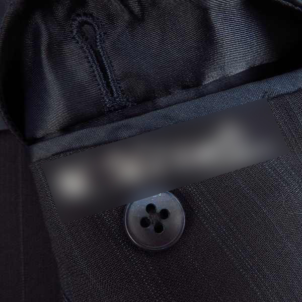 実際に弊社で買取させて頂いたBURBERRYS/バーバリーズ ウール シャドーストライプ 2P ダブル スーツ ブラック×ネイビー AB7の画像 6枚目