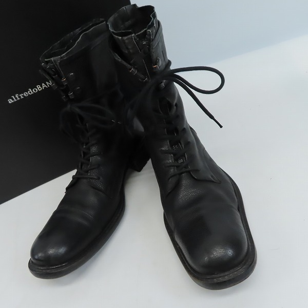 実際に弊社で買取させて頂いたalfredoBANNISTER/アルフレッドバニスター レースアップ レザーブーツ ブラック/40
