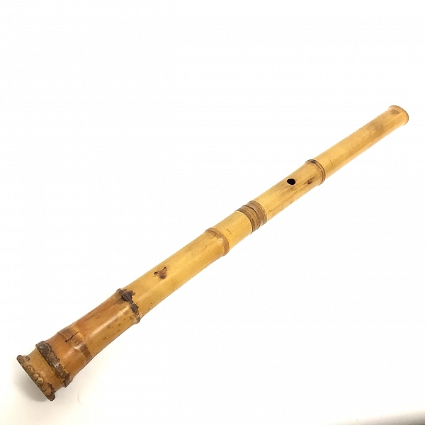 実際に弊社で買取させて頂いた尺八 在銘 詳細不明 二つ印 琴古流 藤巻 全長67.2cm 和楽器の画像 4枚目