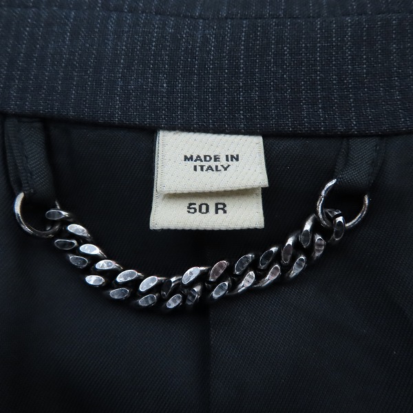 実際に弊社で買取させて頂いたBURBERRY LONDON/バーバリーロンドン イタリア製/裏地ロゴ総柄 ウールテーラードジャケット ストライプ柄 50Rの画像 3枚目