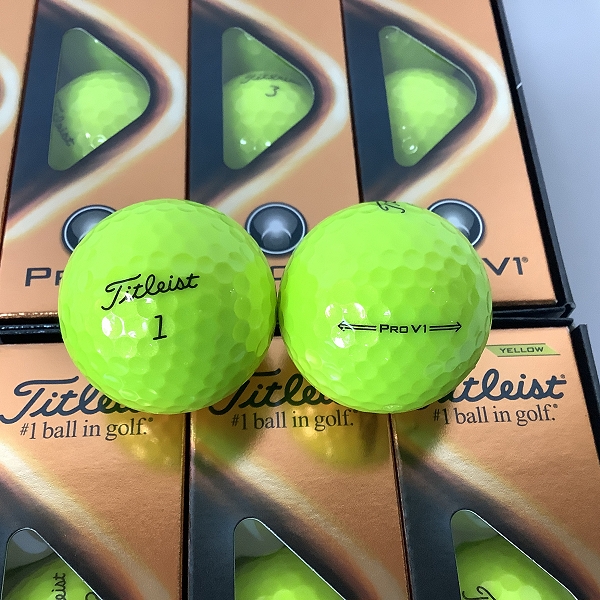 実際に弊社で買取させて頂いた【未使用】Titleist/タイトリスト PRO V1 2021年モデル イエロー ゴルフボール 2ダースの画像 1枚目