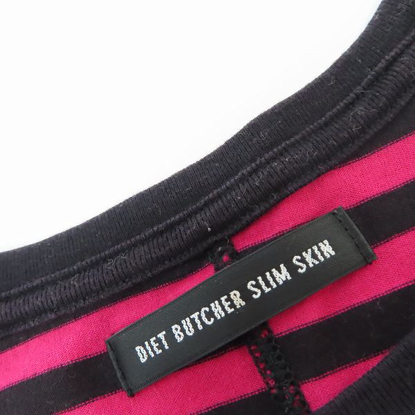 実際に弊社で買取させて頂いたDIET BUTCHER SLIM SKIN/ダイエットブッチャースリムスキン ボーダー柄 ロングTシャツ 2の画像 2枚目