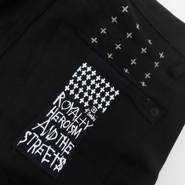 実際に弊社で買取させて頂いたksubi/スビ VAN WINKLE ACE BLACK SLICE ダメージ加工 刺繍 ストレッチパンツ ブラック 1000065358 size：29の画像 6枚目