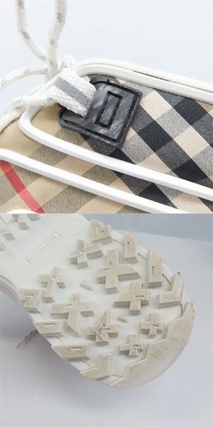 実際に弊社で買取させて頂いたBURBERRY/バーバリー ヴィンテージチェック アーサー スニーカー 8037254/43の画像 6枚目