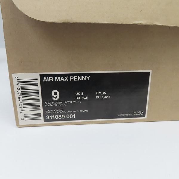 実際に弊社で買取させて頂いたNIKE/ナイキ AIR MAX PENNY/エアマックス ペニー バスケットボールシューズ/バッシュ 311089-001/27の画像 8枚目