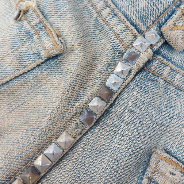 実際に弊社で買取させて頂いたIF SIX WAS NINE/イフシックスワズナイン クラッシュデニムパンツ MUD MAX/CAST OFF/BCF 351DK/size：26の画像 7枚目