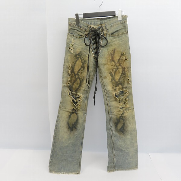 実際に弊社で買取させて頂いたIF SIX WAS NINE/イフシックスワズナイン クラッシュデニムパンツ MUD MAX/CAST OFF/BCF 351DK/size：26