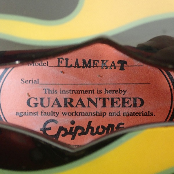 実際に弊社で買取させて頂いた★Epiphone/エピフォン FLAMEKAT ホットロッド セミアコ ハードケース付の画像 4枚目
