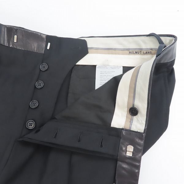 実際に弊社で買取させて頂いたHELMUT LANG/ヘルムートラング  部分レザー　スラックスパンツ/50の画像 6枚目