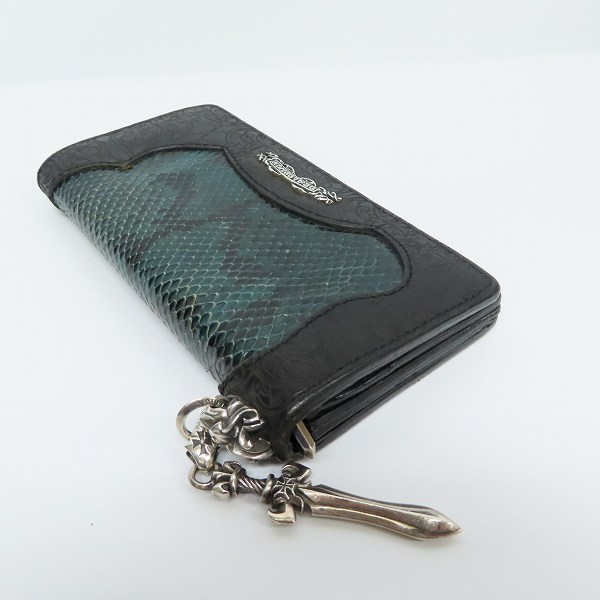 実際に弊社で買取させて頂いたDEAL DESIGN/ディールデザイン パイソンレザーコンビ ウォレットｗ/ダガー＆ライオンウォレットハンガーの画像 2枚目