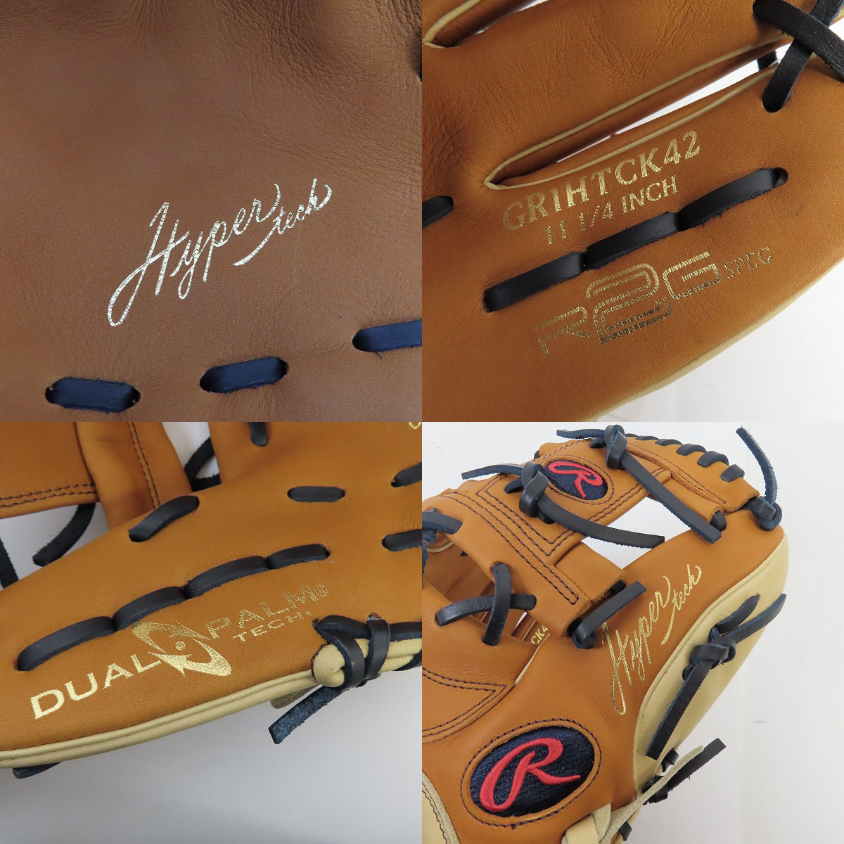 実際に弊社で買取させて頂いた【未使用】Rawlings/ローリングス HYPER TECH R2G ハイパーテック 軟式グラブ 内野手用 GR1HTCK42 リッチタン/キャメルの画像 3枚目
