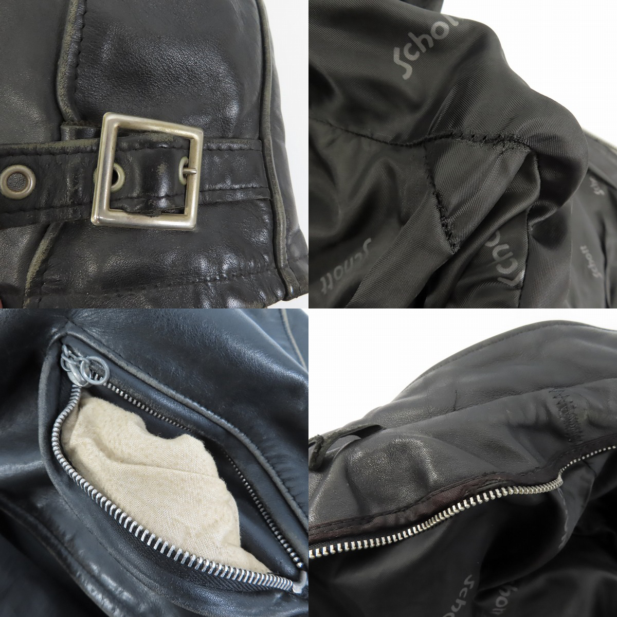 実際に弊社で買取させて頂いたSCHOTT/ショット シングルレザー ライダースジャケット ブラック 641 42の画像 5枚目