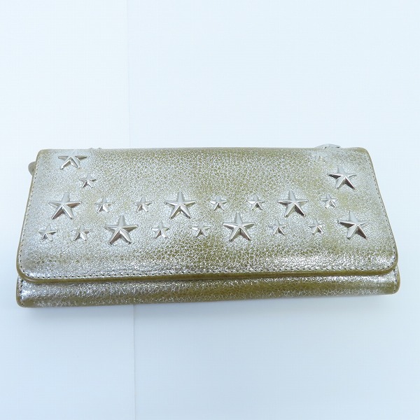 実際に弊社で買取させて頂いたJIMMY CHOO/ジミーチュウ スタッズ/ラメ レザー 二つ折り財布
