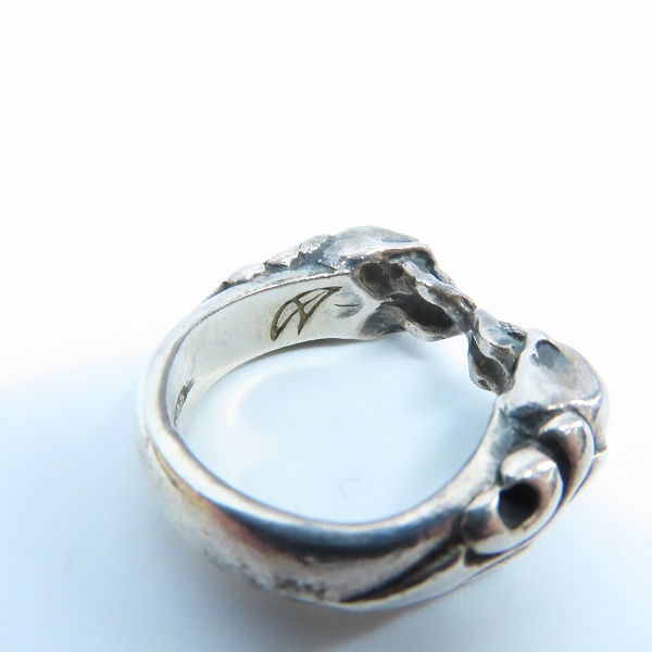 実際に弊社で買取させて頂いたCRAZY PIG/クレイジーピッグ TWO SKULLS TUDOR RING 2スカルチューダーリング 11-11.5号の画像 4枚目