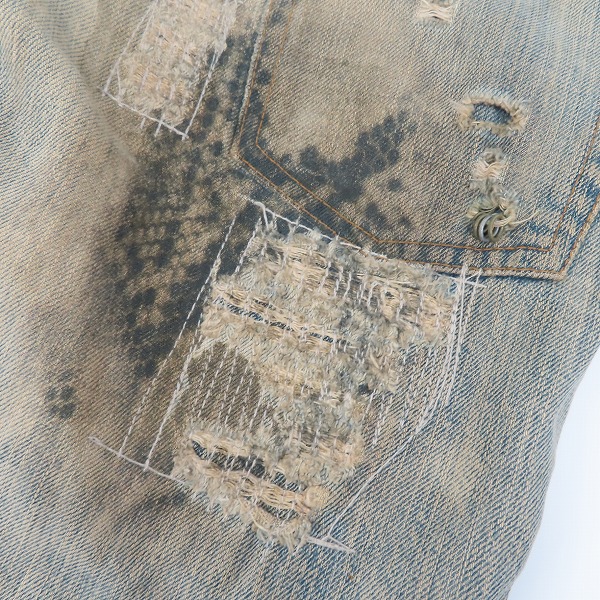 実際に弊社で買取させて頂いたIF SIX WAS NINE/イフシックスワズナイン クラッシュデニムパンツ MUD MAX/CAST OFF/BCF 351DK/size：26の画像 6枚目
