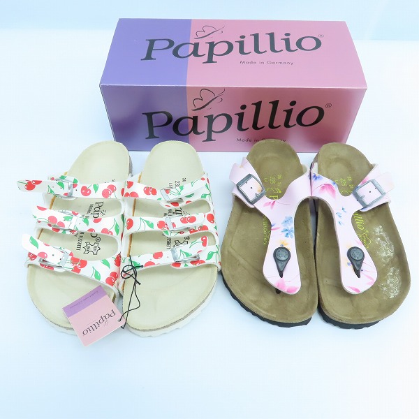 実際に弊社で買取させて頂いたBIRKENSTOCK/ビルケンシュトック Popillio  Gizeh/ギゼ  花柄/アリゾナ チェリー柄 サンダル/22.5/23.0  2点セット