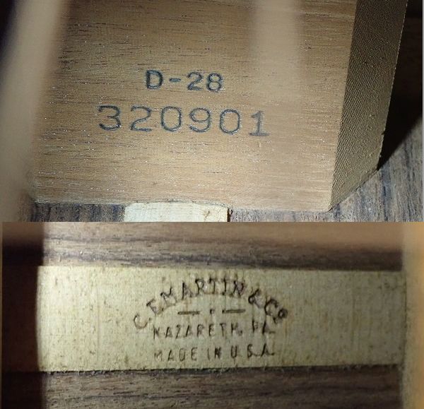 実際に弊社で買取させて頂いた★【難有り】Martin/マーティン D-28 アコースティックギター/アコギ 1973年製 ハードケース付の画像 4枚目