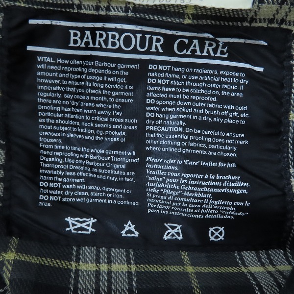 実際に弊社で買取させて頂いたBarbour/バブアー 90s BEAUFORT JACKET ビューフォート オイルドジャケット C44/112CMの画像 3枚目