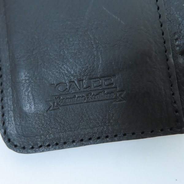 実際に弊社で買取させて頂いたCALEE/キャリー 三つ折り レザーショートウォレット ブラックの画像 4枚目