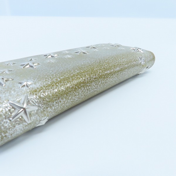 実際に弊社で買取させて頂いたJIMMY CHOO/ジミーチュウ スタッズ/ラメ レザー 二つ折り財布の画像 2枚目