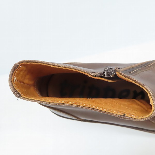 実際に弊社で買取させて頂いたtrippen/トリッペン サイドジップ ミッドカット レザーシューズ ブラウン/40の画像 4枚目