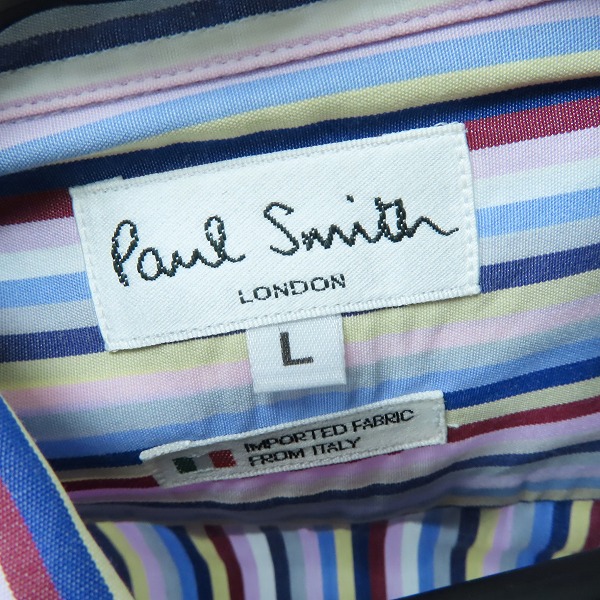 実際に弊社で買取させて頂いたPaul Smith/ポールスミス ストライプ コットンシャツ 長袖/Lの画像 2枚目