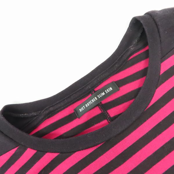 実際に弊社で買取させて頂いたDIET BUTCHER SLIM SKIN/ダイエットブッチャースリムスキン ボーダー柄 ロングTシャツ 2の画像 4枚目