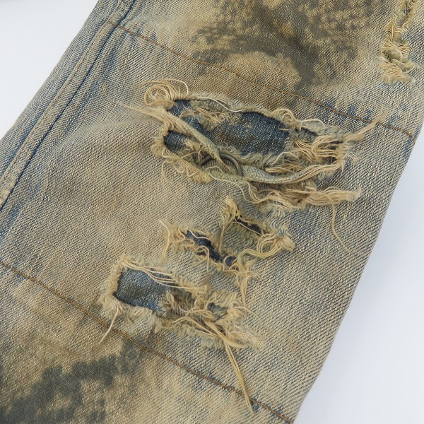 実際に弊社で買取させて頂いたIF SIX WAS NINE/イフシックスワズナイン クラッシュデニムパンツ MUD MAX/CAST OFF/BCF 351DK/size：26の画像 5枚目