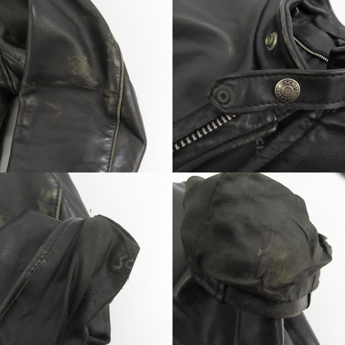 実際に弊社で買取させて頂いたSCHOTT/ショット シングルレザー ライダースジャケット ブラック 641 42の画像 4枚目