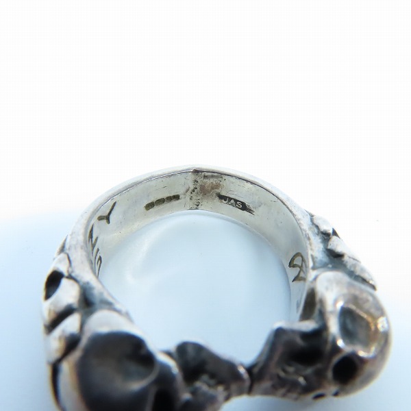 実際に弊社で買取させて頂いたCRAZY PIG/クレイジーピッグ TWO SKULLS TUDOR RING 2スカルチューダーリング 11-11.5号の画像 5枚目