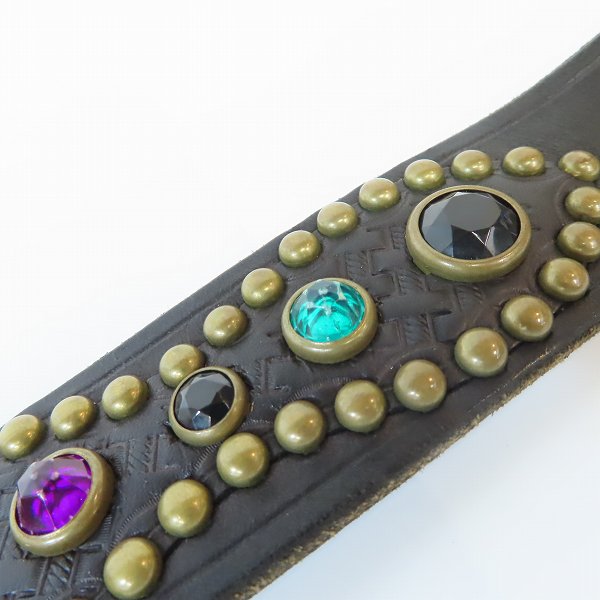 実際に弊社で買取させて頂いたCALEE/キャリー 石入り レザー スタッズ ベルトの画像 5枚目