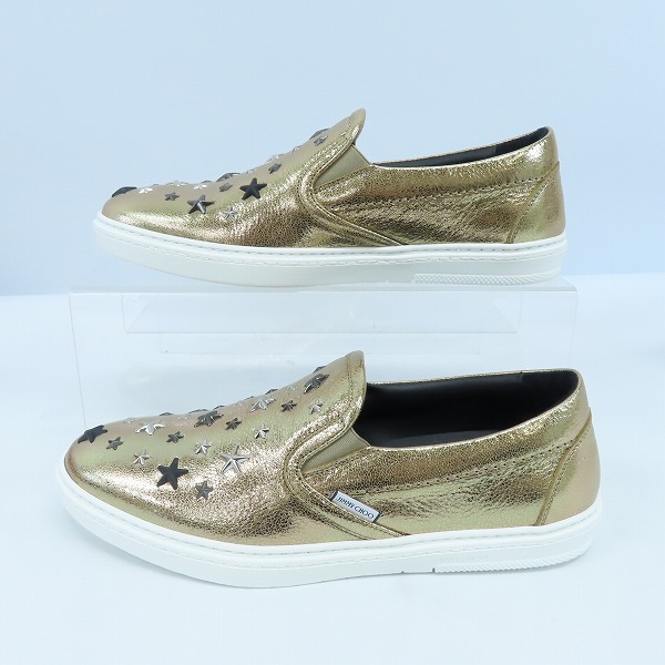 実際に弊社で買取させて頂いたJimmy Choo/ジミーチュウ GROVE スタッズ レザー ローカット スリッポン/シューズ ゴールド 42の画像 3枚目