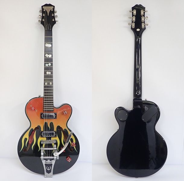実際に弊社で買取させて頂いた★Epiphone/エピフォン FLAMEKAT ホットロッド セミアコ ハードケース付の画像 1枚目