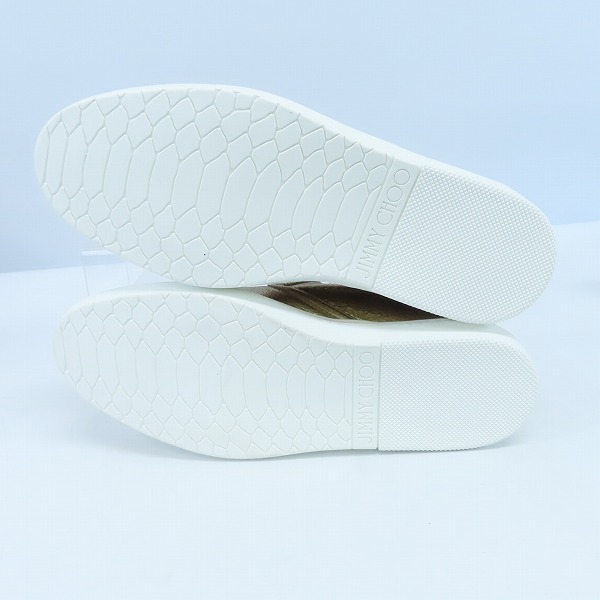 実際に弊社で買取させて頂いたJimmy Choo/ジミーチュウ GROVE スタッズ レザー ローカット スリッポン/シューズ ゴールド 42の画像 2枚目