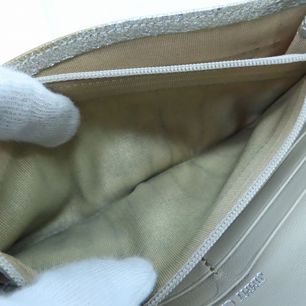 実際に弊社で買取させて頂いたJIMMY CHOO/ジミーチュウ スタッズ/ラメ レザー 二つ折り財布の画像 5枚目