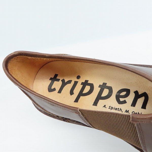 実際に弊社で買取させて頂いたtrippen/トリッペン サイドゴア レザー スリッポン ブラウン/40の画像 4枚目