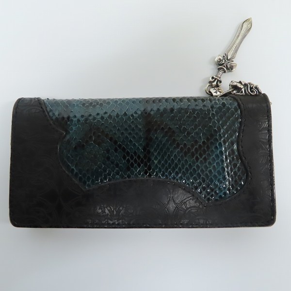 実際に弊社で買取させて頂いたDEAL DESIGN/ディールデザイン パイソンレザーコンビ ウォレットｗ/ダガー＆ライオンウォレットハンガーの画像 1枚目