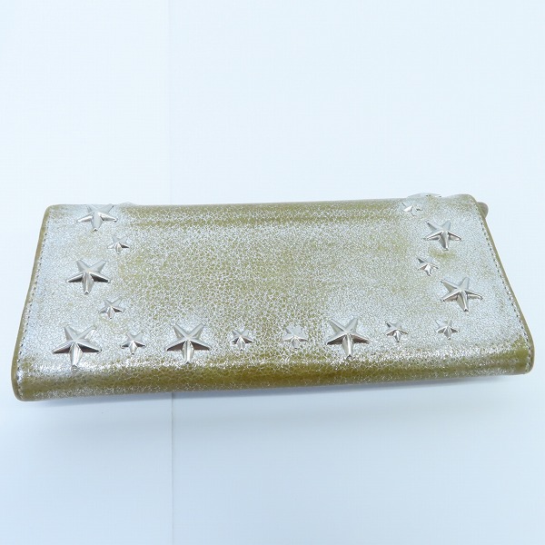 実際に弊社で買取させて頂いたJIMMY CHOO/ジミーチュウ スタッズ/ラメ レザー 二つ折り財布の画像 1枚目