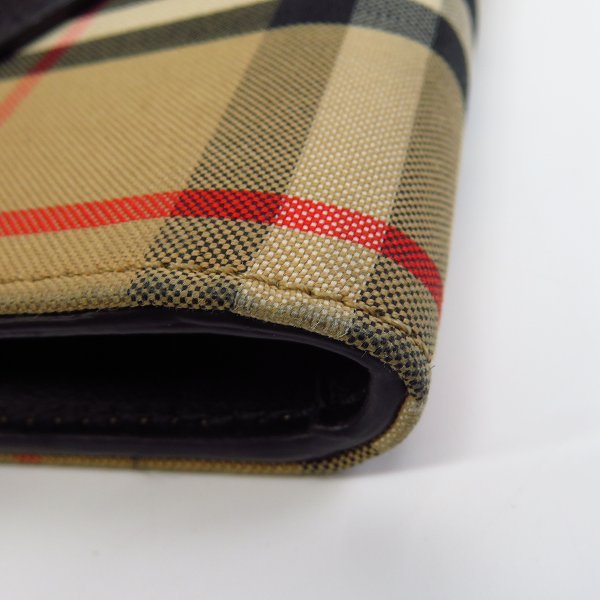 実際に弊社で買取させて頂いたBURBERRY/バーバリー ヴィンテージチェック＆レザー コンチネンタル ウォレット/長財布の画像 7枚目