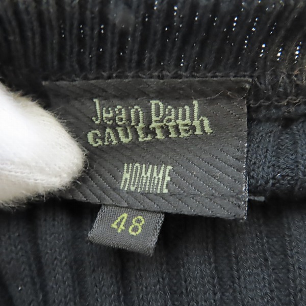 実際に弊社で買取させて頂いたJEAN PAUL GAULTIER HOMME/ジャンポールゴルチェオム 袖柄切替え 半袖リブニット/ストールセット/48の画像 2枚目