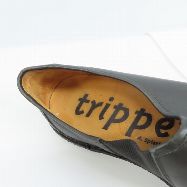 実際に弊社で買取させて頂いたtrippen/トリッペン サイドゴア レザー スリッポン ブラック 9604/40の画像 4枚目