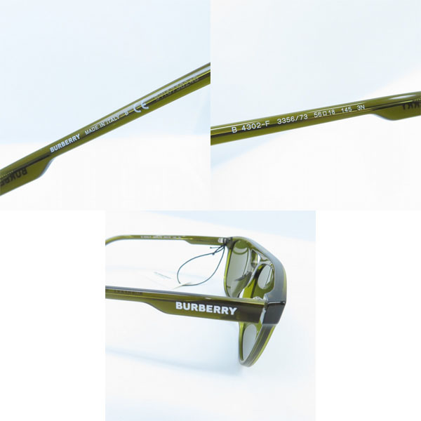 実際に弊社で買取させて頂いた【未使用】BURBERRY/バーバリー サングラス/アイウェア B 4302F 3356/73の画像 4枚目