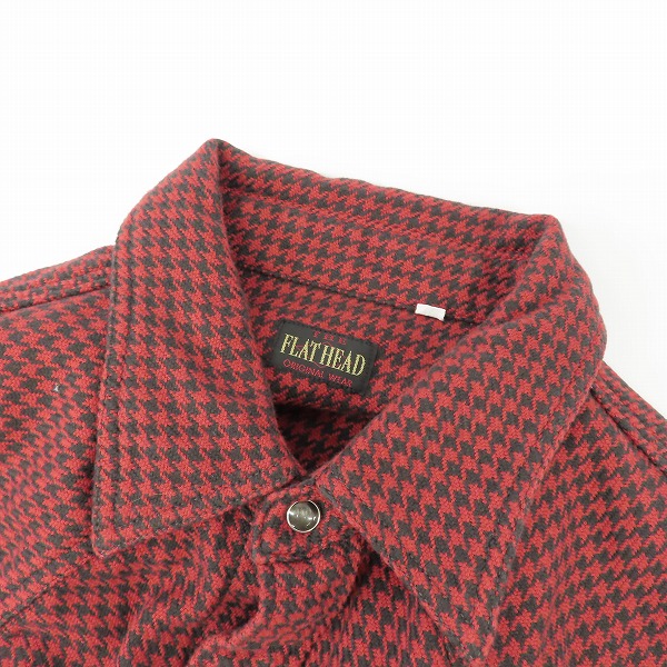 実際に弊社で買取させて頂いたFLAT HEAD/フラットヘッド 千鳥格子柄 長袖ボタンシャツ/40の画像 4枚目