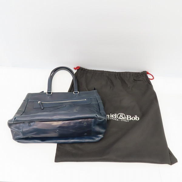 実際に弊社で買取させて頂いたDaniel&Bob/ダニエル＆ボブ  レザー トートバッグ ネイビーの画像 8枚目