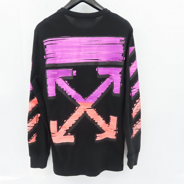 実際に弊社で買取させて頂いたOFF-WHITE/オフホワイト 21SS MARKER L/S TEE バックアローマーカープリント 長袖Tシャツ OMAB001R21JER003/size：Mの画像 1枚目