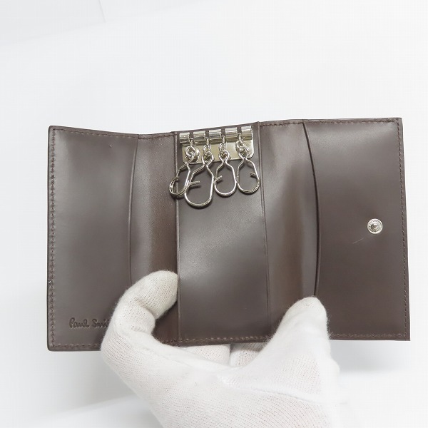 実際に弊社で買取させて頂いたPaul Smith/ポールスミス キーケース 4連 レザーキーケース ブラウン×マルチストライプの画像 3枚目