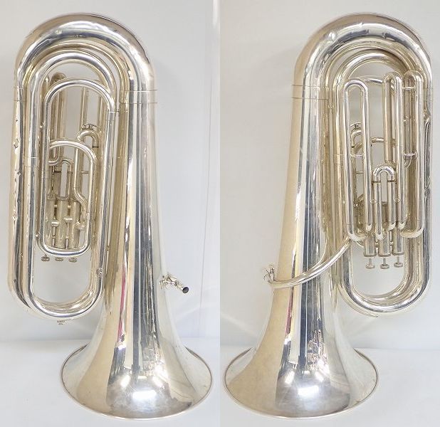 実際に弊社で買取させて頂いた★【ジャンク】YAMAHA/ヤマハ YBB-105M/YBB105M チューバ 銀メッキ マウスピース・ハードケース付 の画像 1枚目