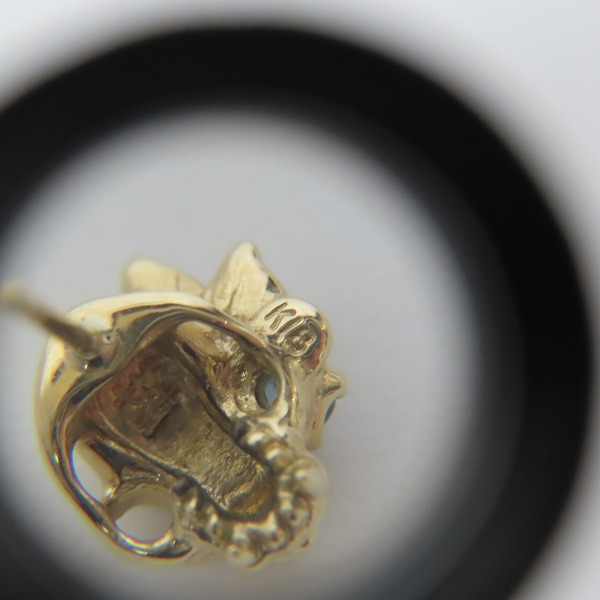 実際に弊社で買取させて頂いた【ギャラ付き】Bloody Mary/ブラッディマリー K18 化猫 ピアス Right w/ロンドンブルートパーズの画像 3枚目