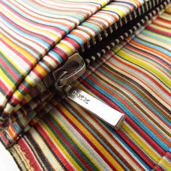 実際に弊社で買取させて頂いたPaul Smith/ポールスミス マルチカラーストライプ レザー ロングウォレット/長財布の画像 7枚目