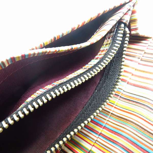 実際に弊社で買取させて頂いたPaul Smith/ポールスミス マルチカラーストライプ レザー ロングウォレット/長財布の画像 4枚目